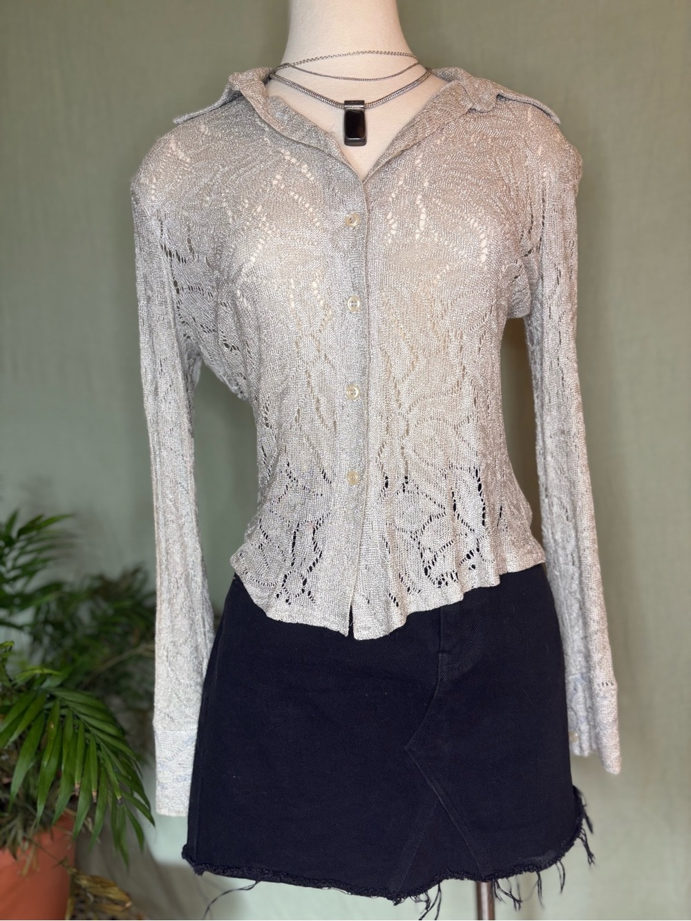 Silver Floral Cardigan #y2k #90s